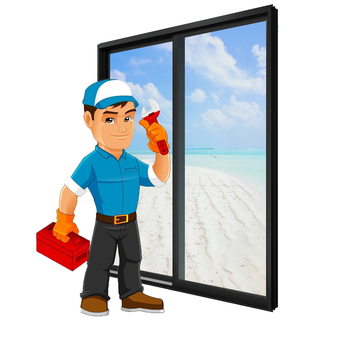 DoorProblems technician ready to install a new sliding glass door