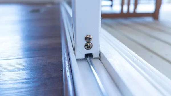 Worn sliding glass door track